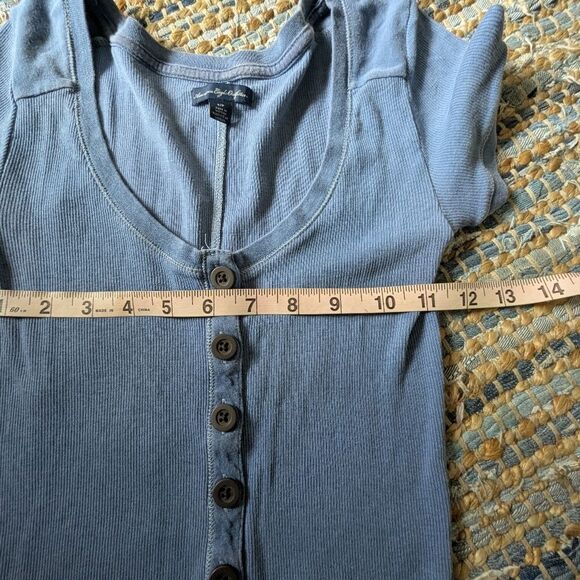 AE Henley Top S/P Long Fit 2010s Bella Swan Elena Gilbert Hermione Y2K Ribbed - Picture 4 of 8